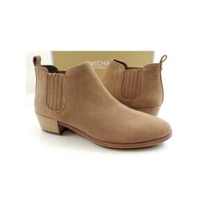 Michael Kors Shaw Flat Bootie Ankle Boots Suede Dark Khaki